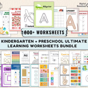 1000+ Preschool Learning Worksheets Mega Bundle.