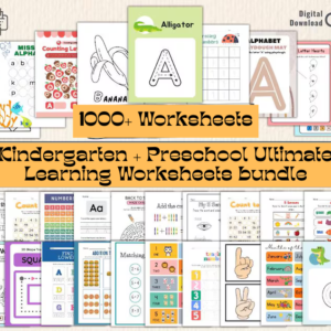 1000+ Preschool Learning Worksheets Mega Bundle.
