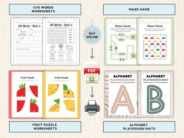 1000+ Preschool Learning Worksheets Mega Bundle. - Image 7
